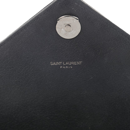 Saint Laurent Sheepskin Matelasse Chevron Monogram Monochrome Large College Satchel Black 6 of 14