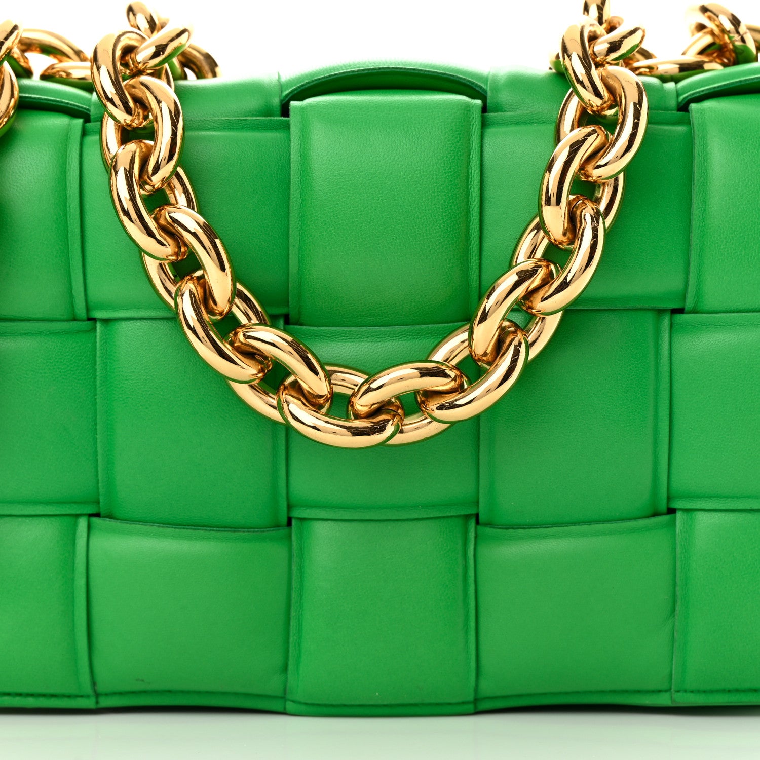 Bottega Veneta Lambskin Maxi Intreccio Padded Chain Cassette Crossbody Bag Grass 8 of 21