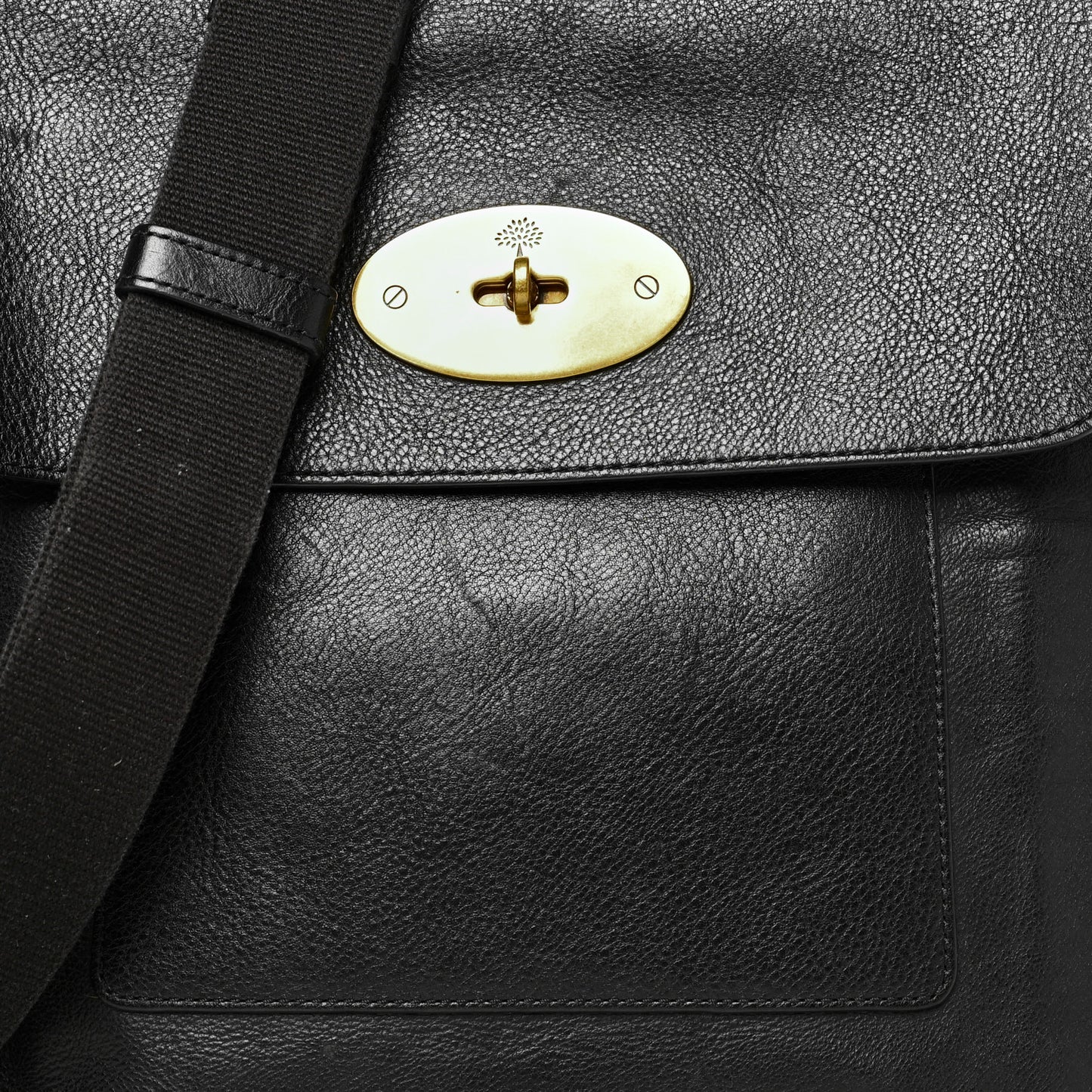 Natural Grain Calfskin Antony Messenger Crossbody Black
