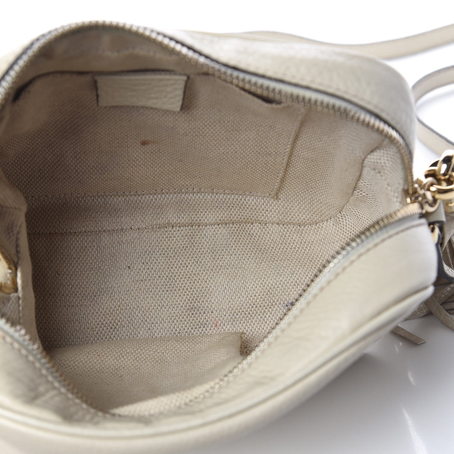 Pebbled Calfskin Small Soho Disco Bag Off White