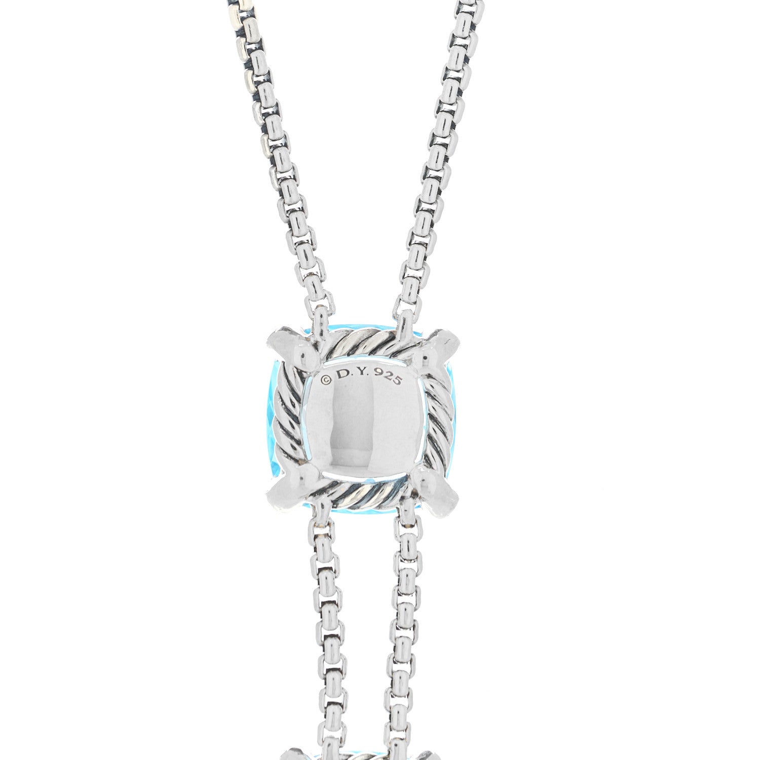 David Yurman Sterling Silver Diamond Blue Topaz Chatelaine Y Necklace 4 of 5