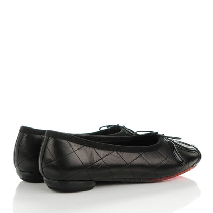 Chanel Lambskin Quilted Cambon Ballerina Flats 37.5 Black 4 of 9