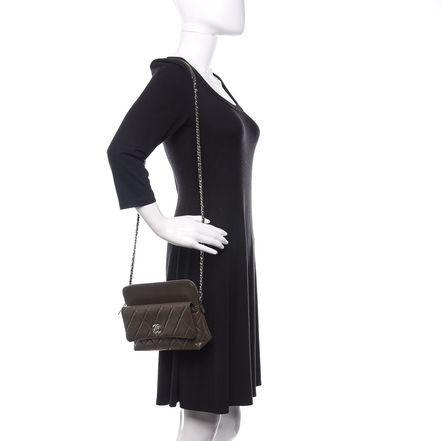 Chanel Lambskin Quilted Crossbody Grey 3 of 12