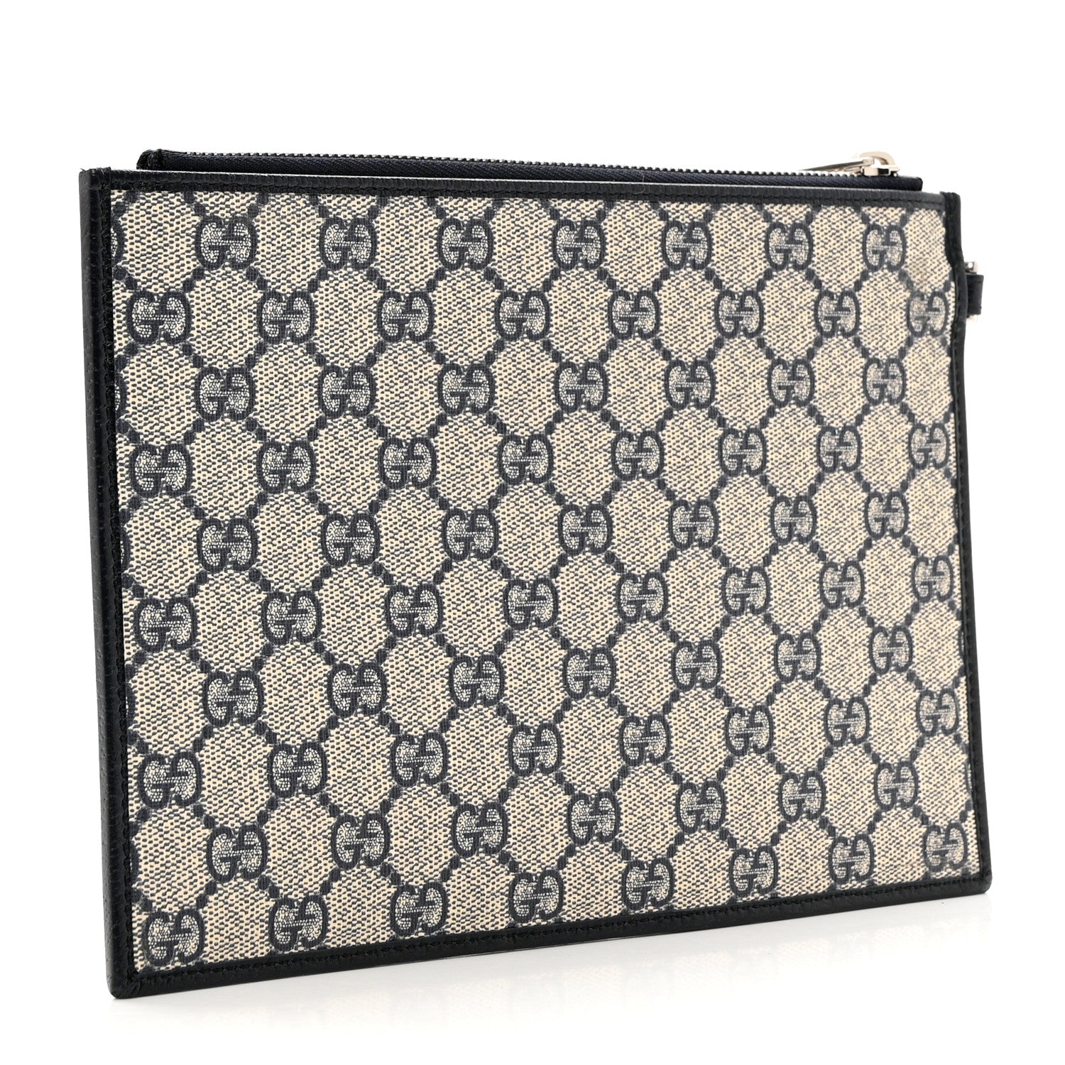 Gucci GG Supreme Monogram Textured Dollar Calfskin Web Ophidia Wristlet Pouch Beige Blue 3 of 6