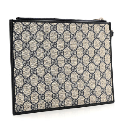 Gucci GG Supreme Monogram Textured Dollar Calfskin Web Ophidia Wristlet Pouch Beige Blue 3 of 6