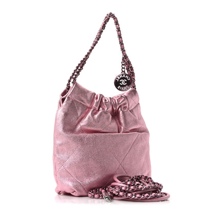 Chanel Metallic Lambskin Lacquered Monochrome Quilted Mini Chanel 22 Pink 2 of 9