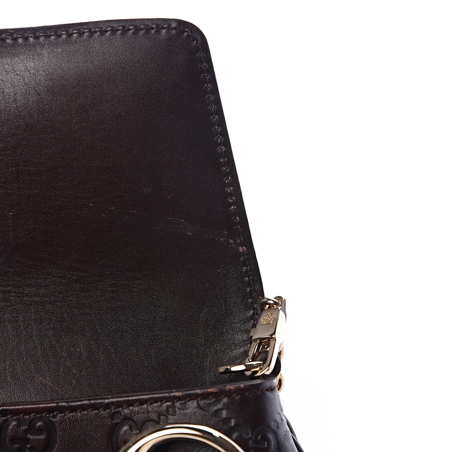 Guccissima Small Horsebit Chain Clutch Chocolate