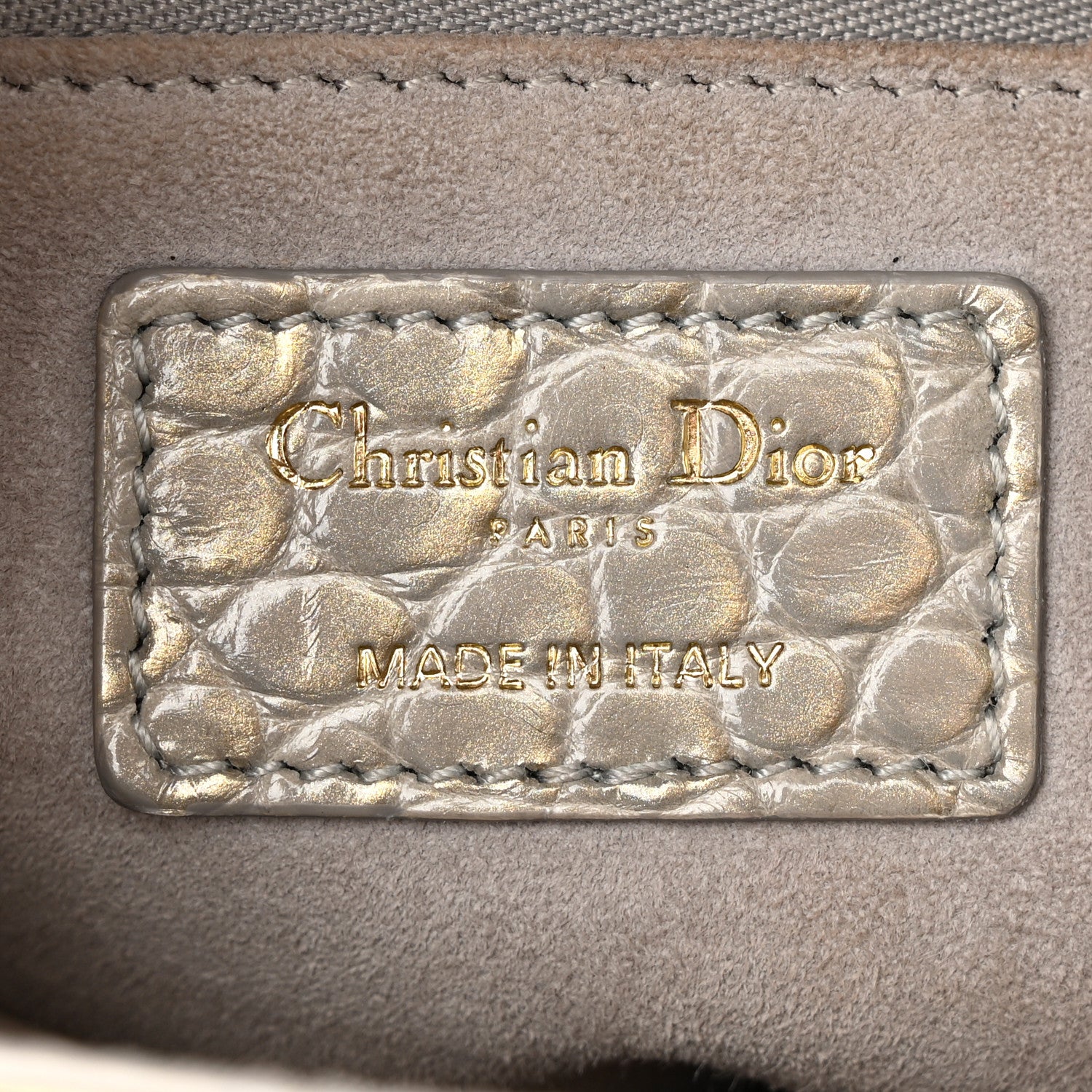 Christian Dior Metallic Alligator Medium Lady Dior White Grey 6 of 12