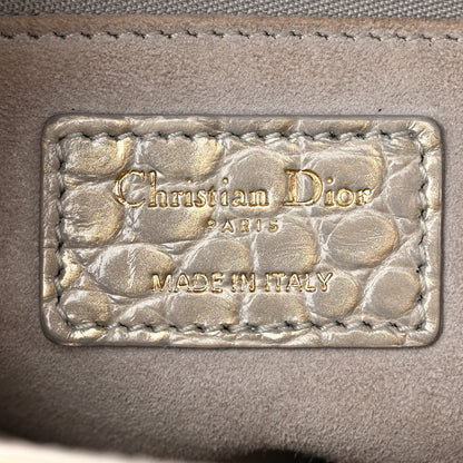 Christian Dior Metallic Alligator Medium Lady Dior White Grey 6 of 12