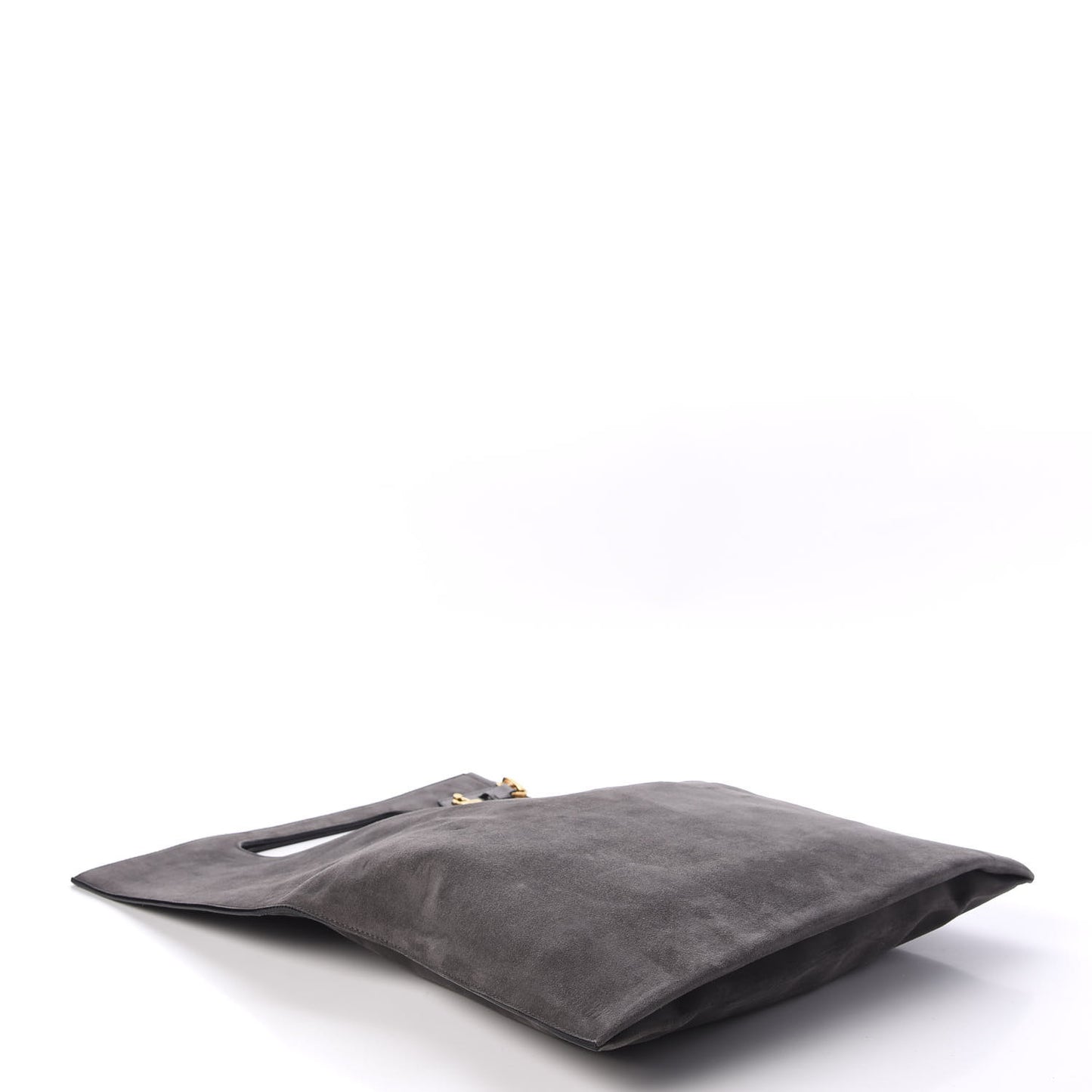 Suede Large Alix Padlock Zip Shoulder Bag Dark Grey