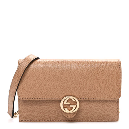 Gucci Dollar Calfskin Interlocking G Chain Wallet Camelia 1 of 11