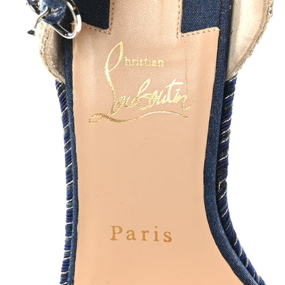 Christian Louboutin Denim Madmonica 120 Wedge Sandals 37 Blue 6 of 7