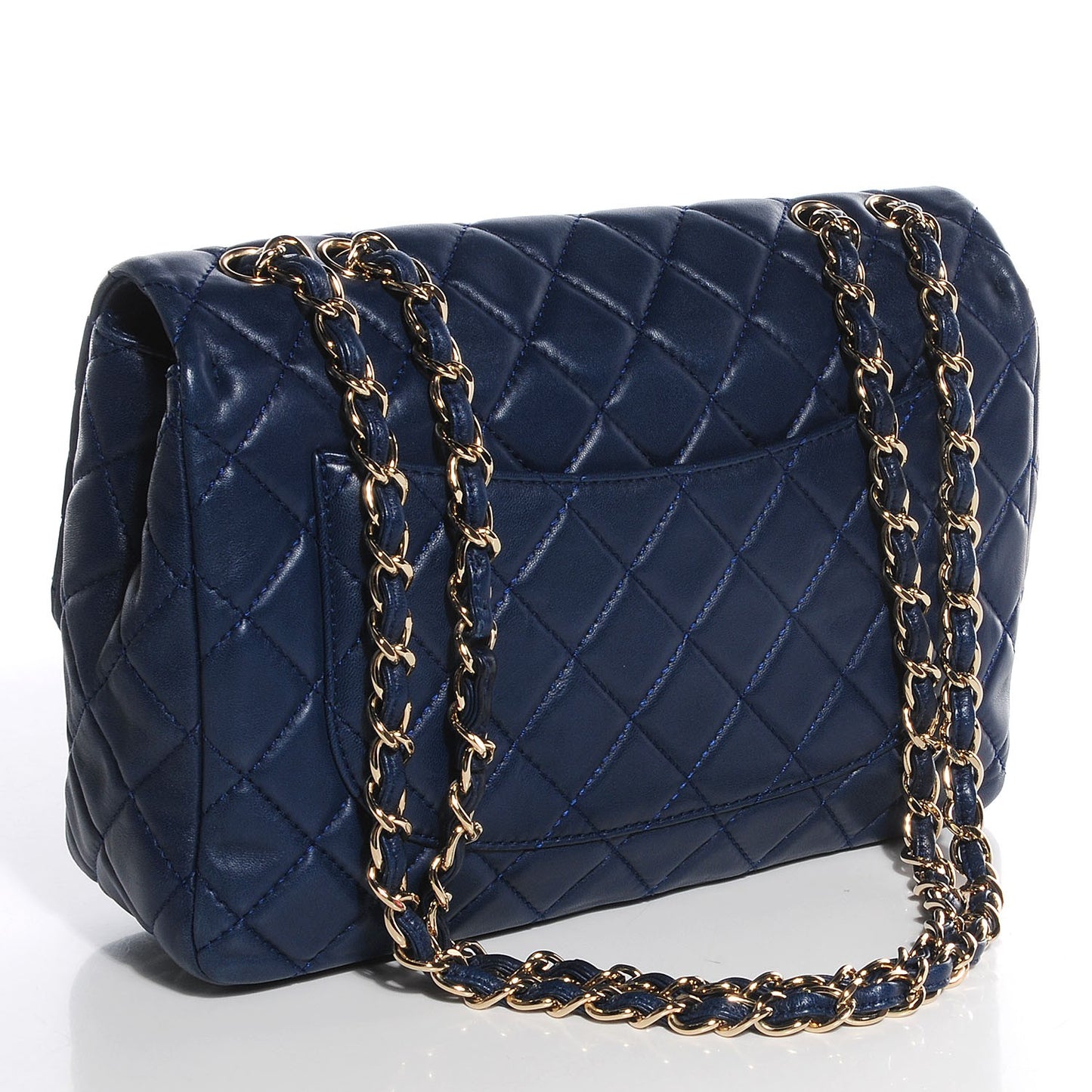 Lambskin Jumbo Single Flap Dark Blue