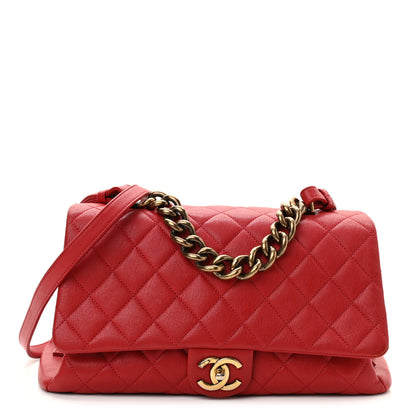 Chanel Shiny Sheepskin Quilted Large Trapezio Flap Red 1 of 13