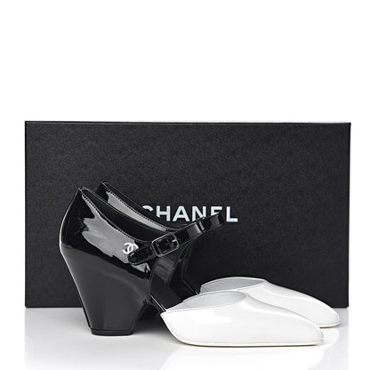 Chanel Patent Calfskin CC Pumps 38 White Black 8 of 8