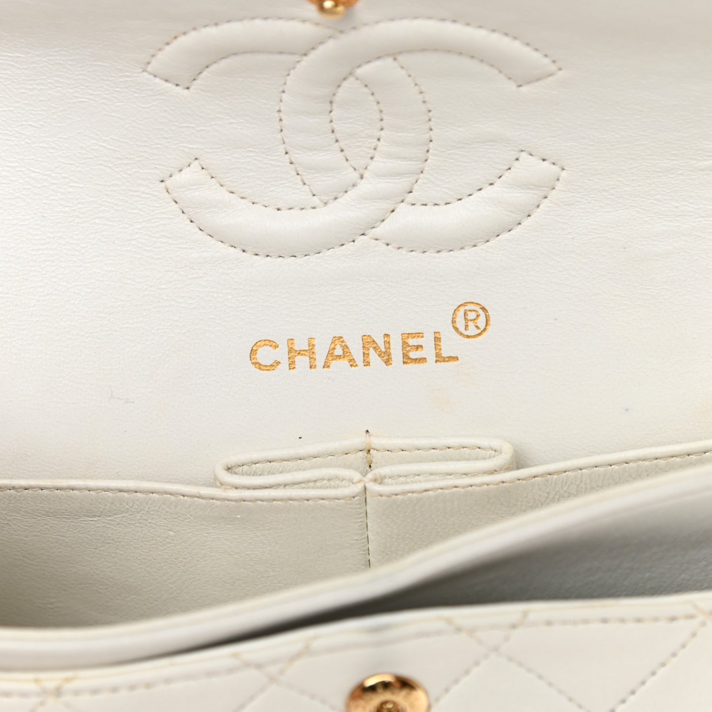 Lambskin Quilted Small Double Flap White