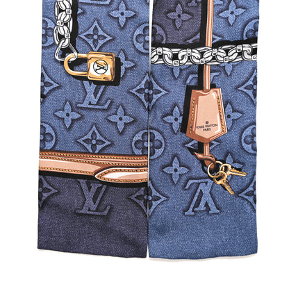 Louis Vuitton Silk Denimgram Confidential Bandeau Denim Blue 2 of 3