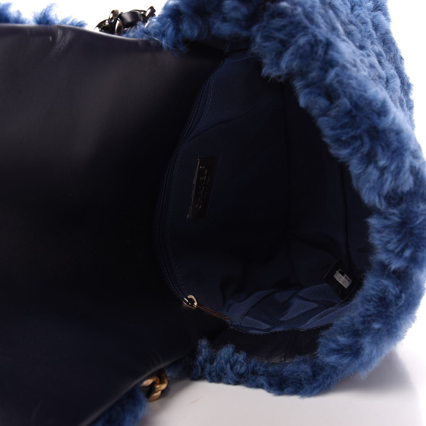 Shearling Sheepskin Medium 19 Flap Blue