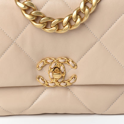Chanel Lambskin Quilted Medium 19 Flap Beige 9 of 10