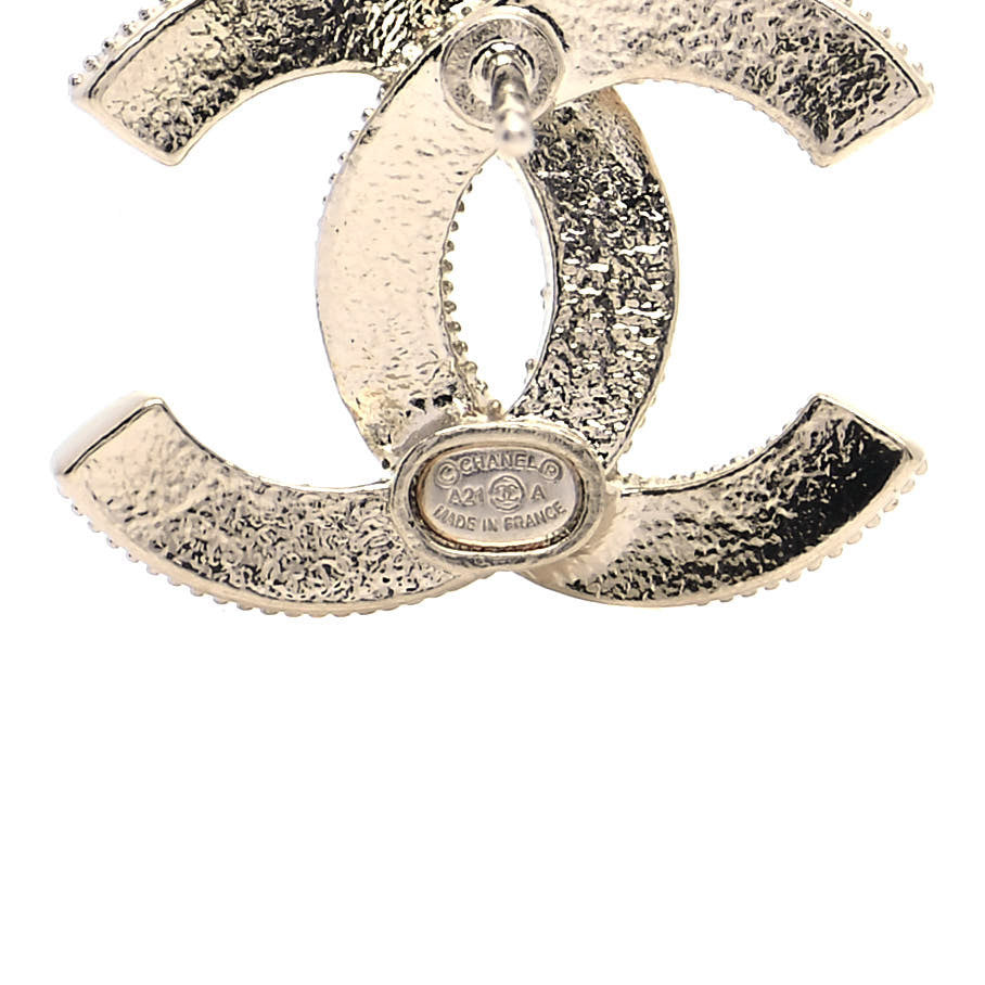Chanel Crystal Pearl CC Earrings Gold 4 of 5