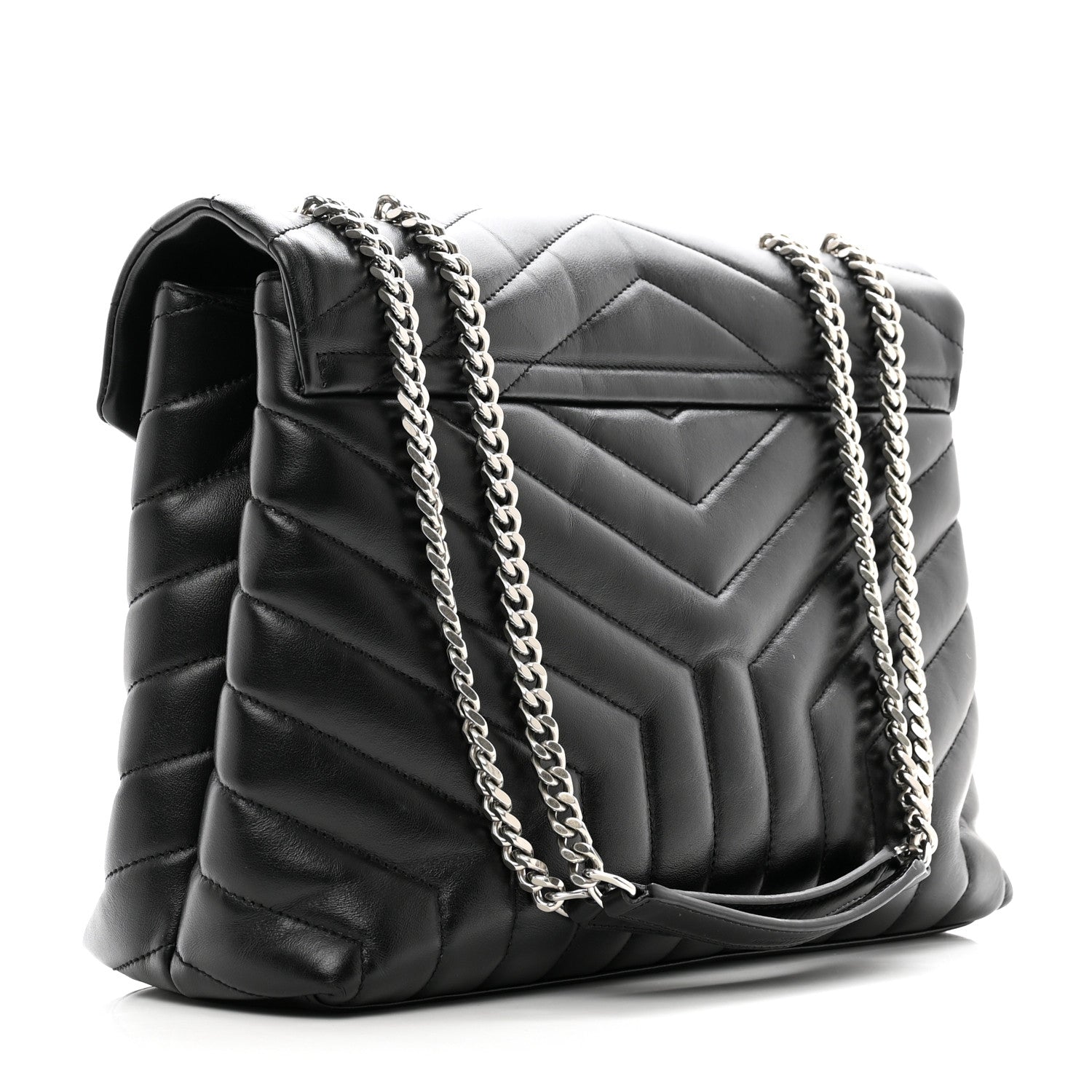 Saint Laurent Calfskin Y Quilted Monogram Medium Loulou Chain Satchel Black 3 of 11