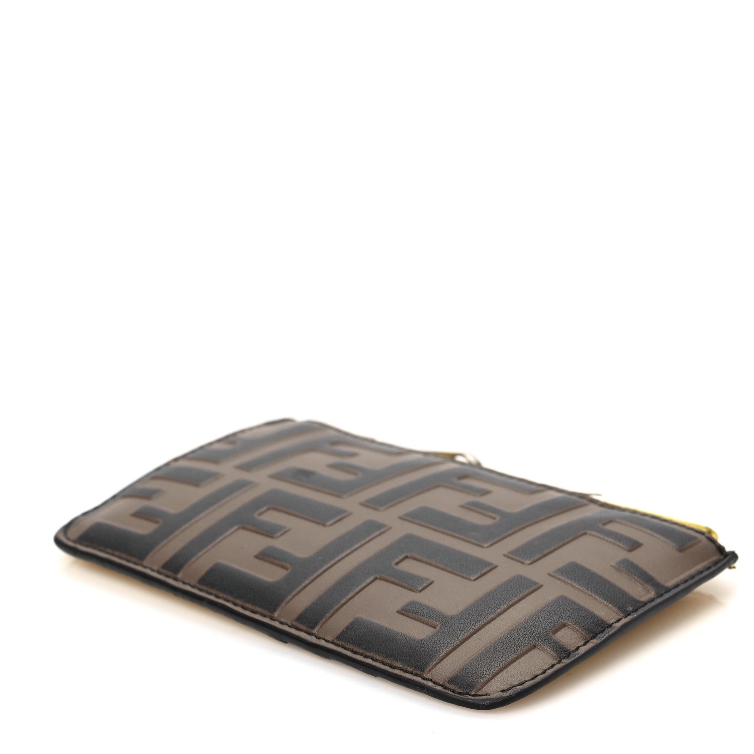 Fendi Vitello Cruise F is Fendi Bi-Color FF 1974 Embossed Key Case Pouch Maya Black Sunflower 7 of 7