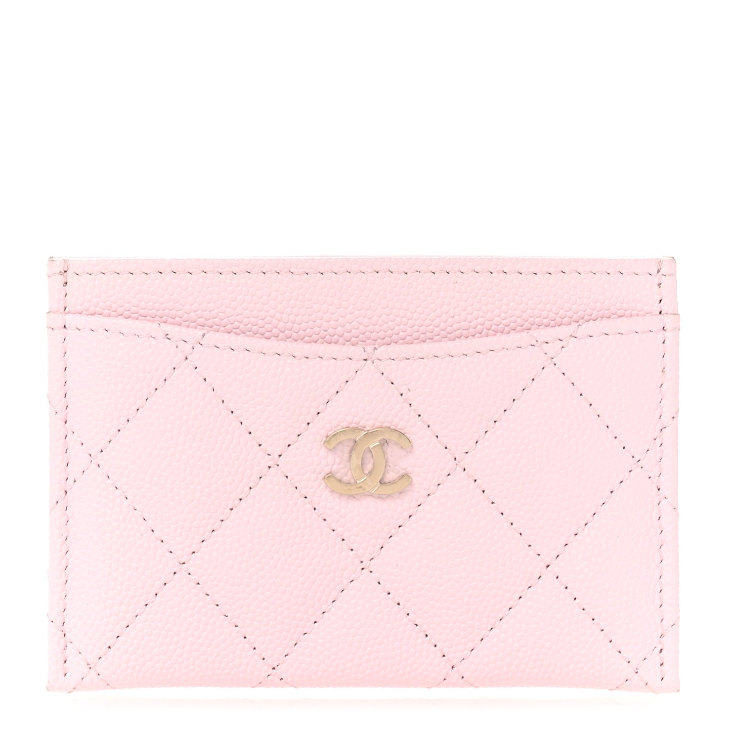 Caviar Quilted Card Holder Light Pink