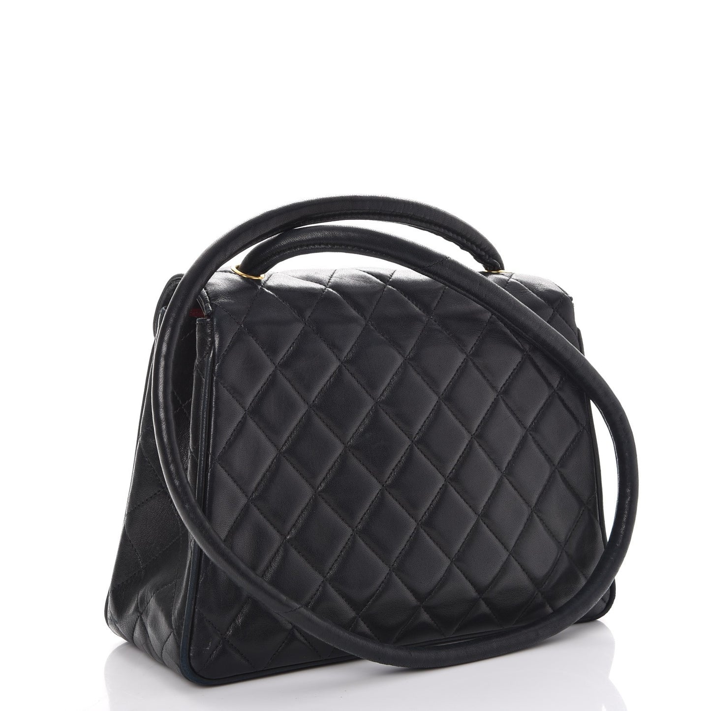 Lambskin Quilted Flap Shoulder Bag Black