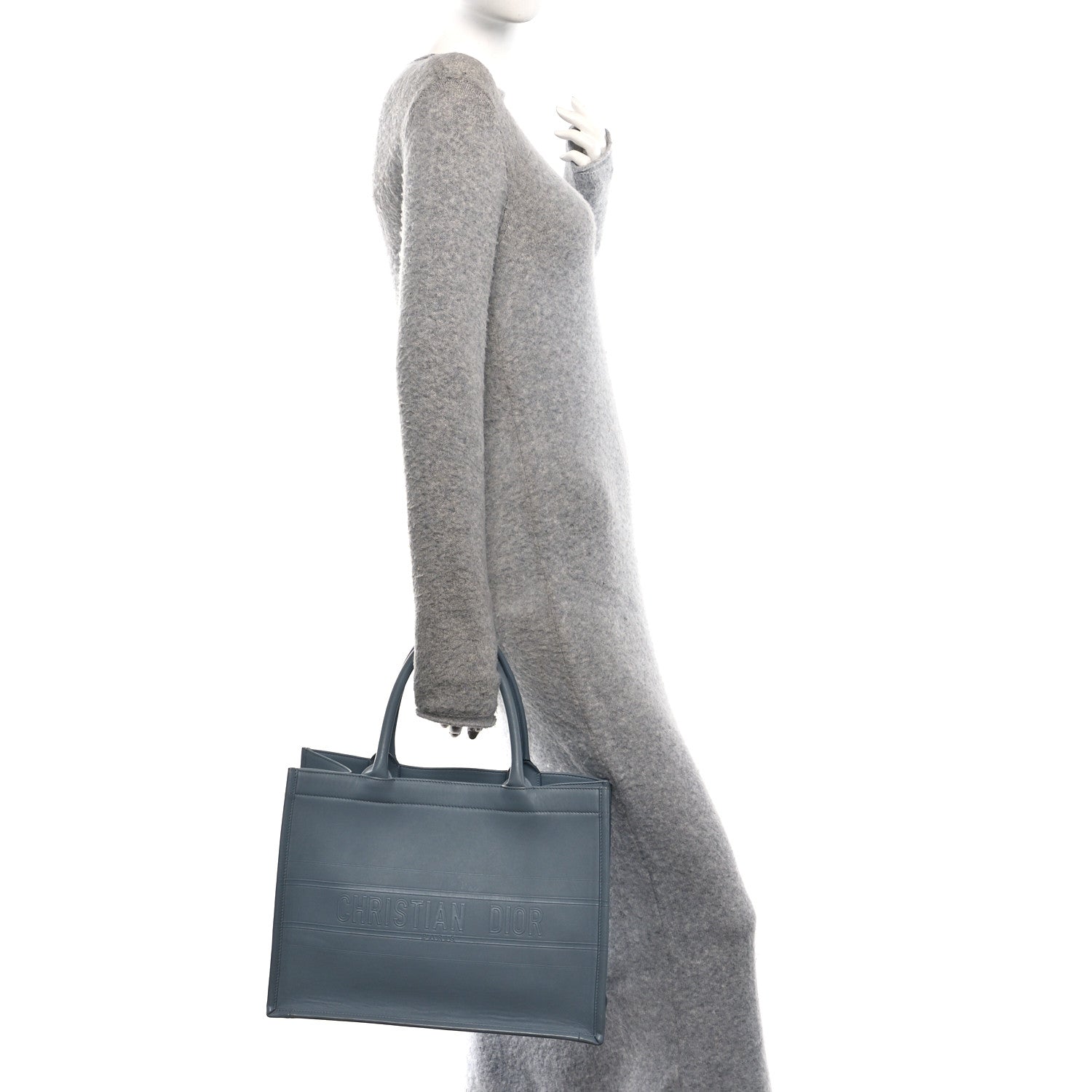 Christian Dior Calfskin Embossed Medium Book Tote Grey 2 of 11
