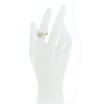 David Yurman Sterling Silver Diamond Prasiolite 7mm Petite Albion Ring 50 5.25 2 of 4