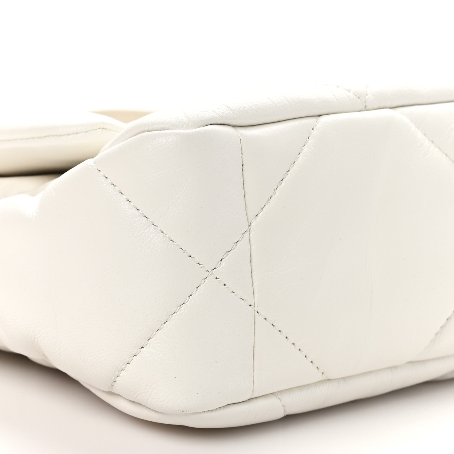 Chanel Shiny Crumpled Calfskin Quilted Medium Chanel 19 Flap White 9 of 11