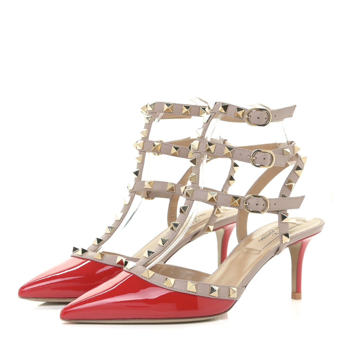 Patent Rockstud Ankle Strap 65mm Pumps 37 Rosso Valentino Poudre