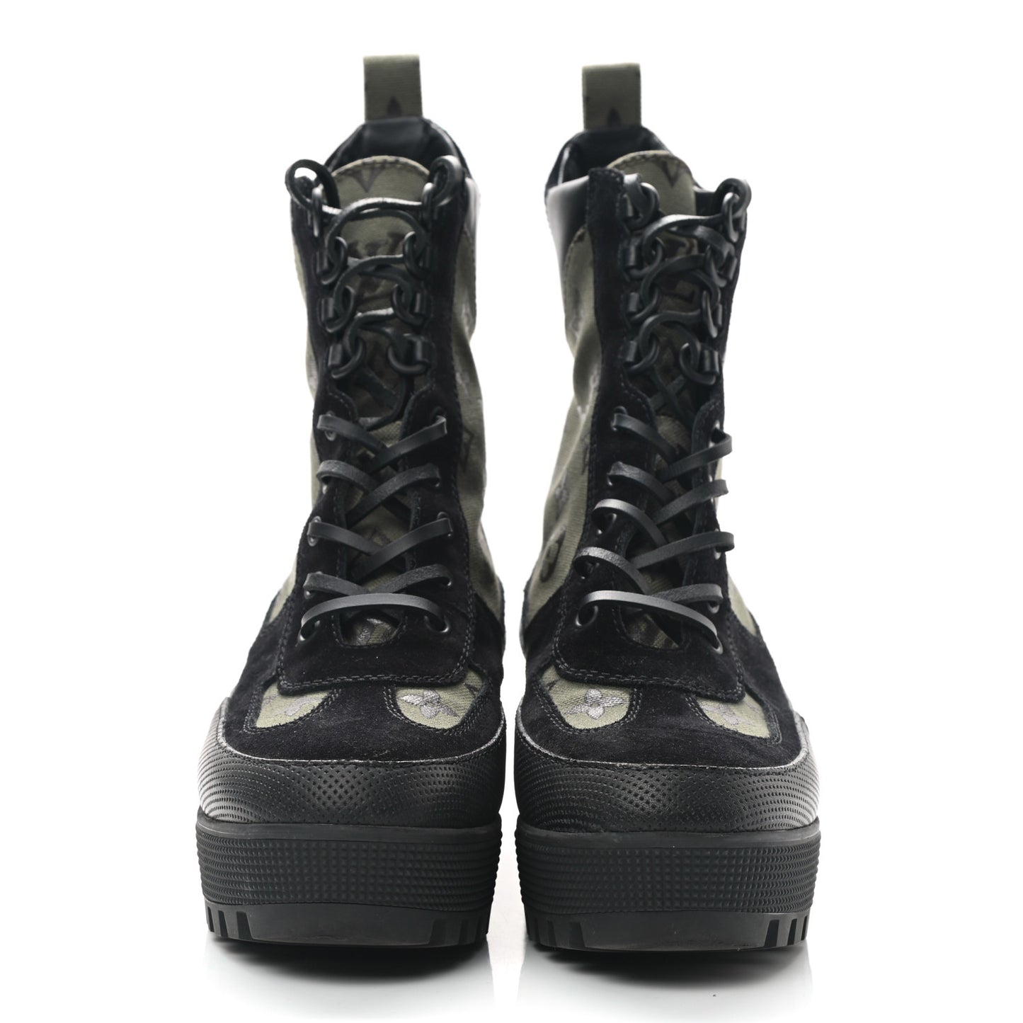 Suede Monogram Laureate Platform Desert Boots 40 Kaki Black