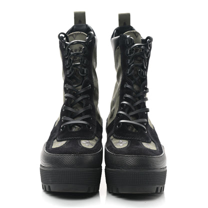 Louis Vuitton Suede Monogram Laureate Platform Desert Boots 40 Kaki Black 2 of 9