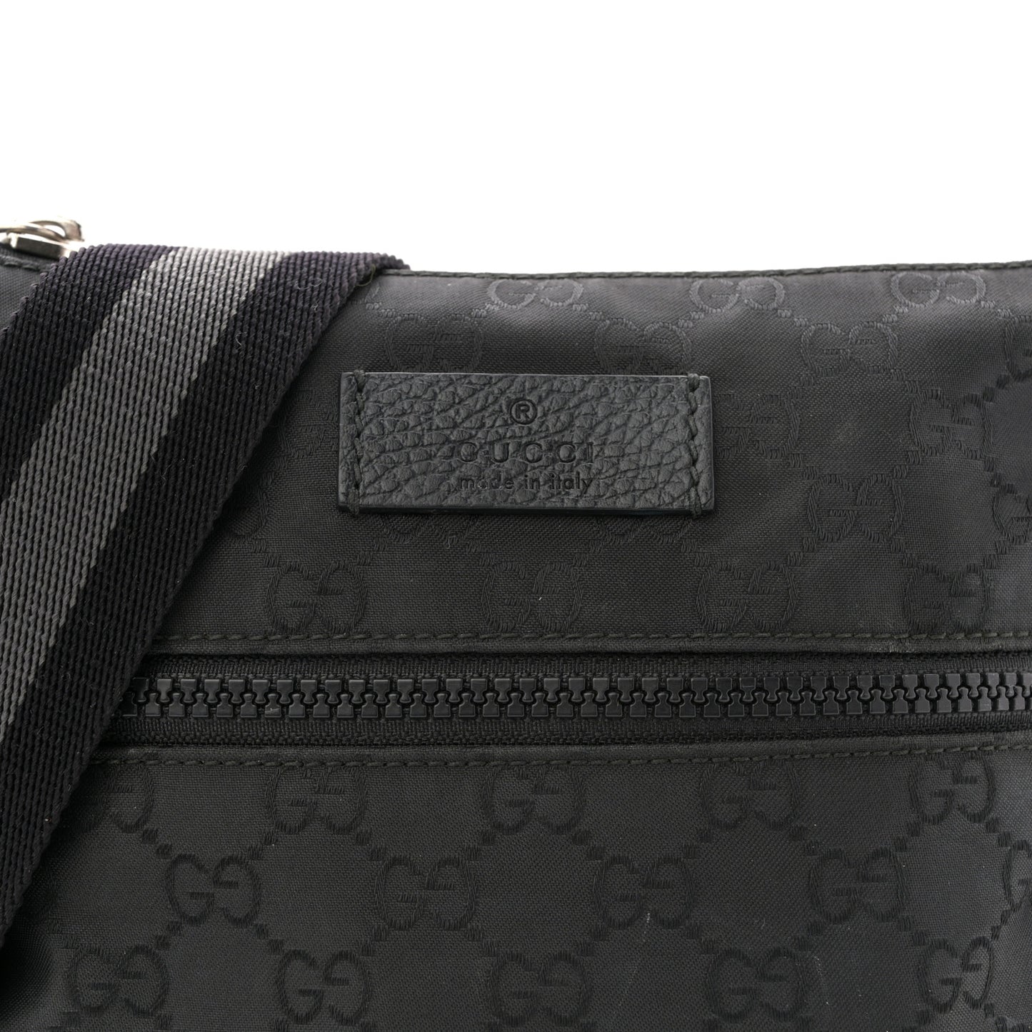 Nylon Monogram Mini Flat Messenger Bag Black