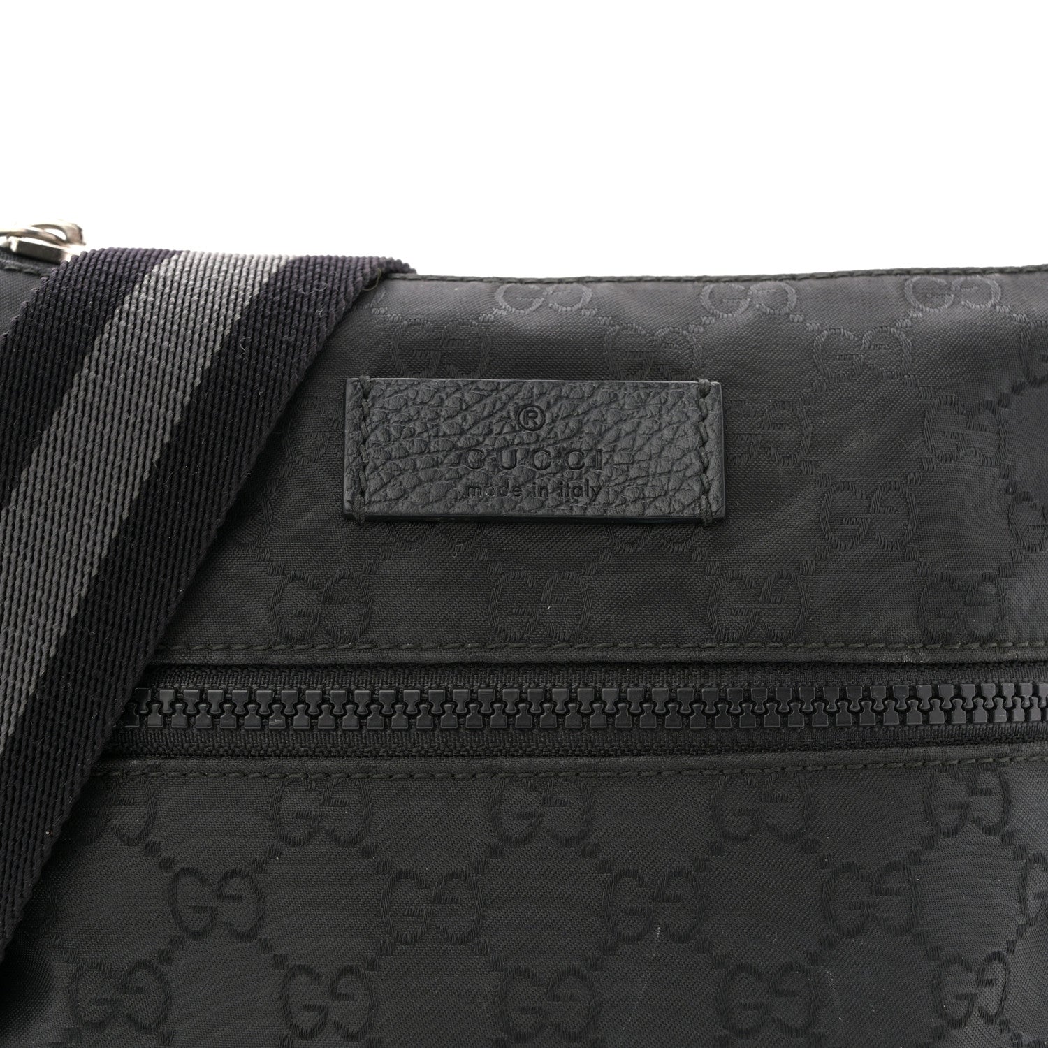 Gucci Nylon Monogram Mini Flat Messenger Bag Black 8 of 11