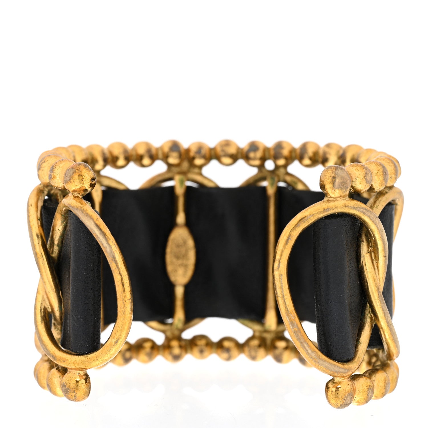 Chanel Lambskin Chain CC Cuff Black Gold 3 of 4