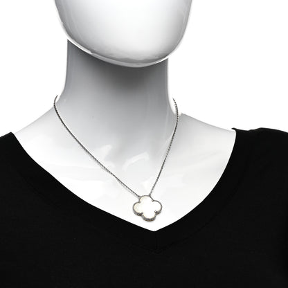 Van Cleef & Arpels 18K White Gold Mother of Pearl Magic Alhambra Pendant Necklace 2 of 5