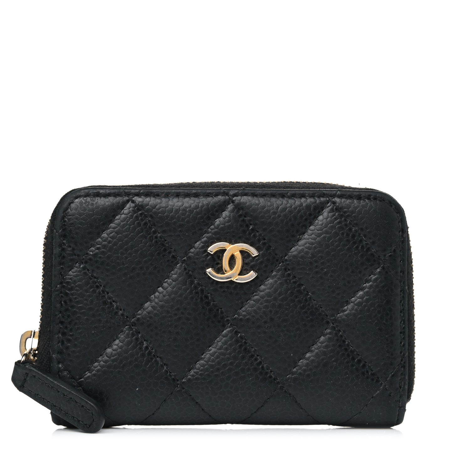 Caviar Quilted Zip Coin Purse Black