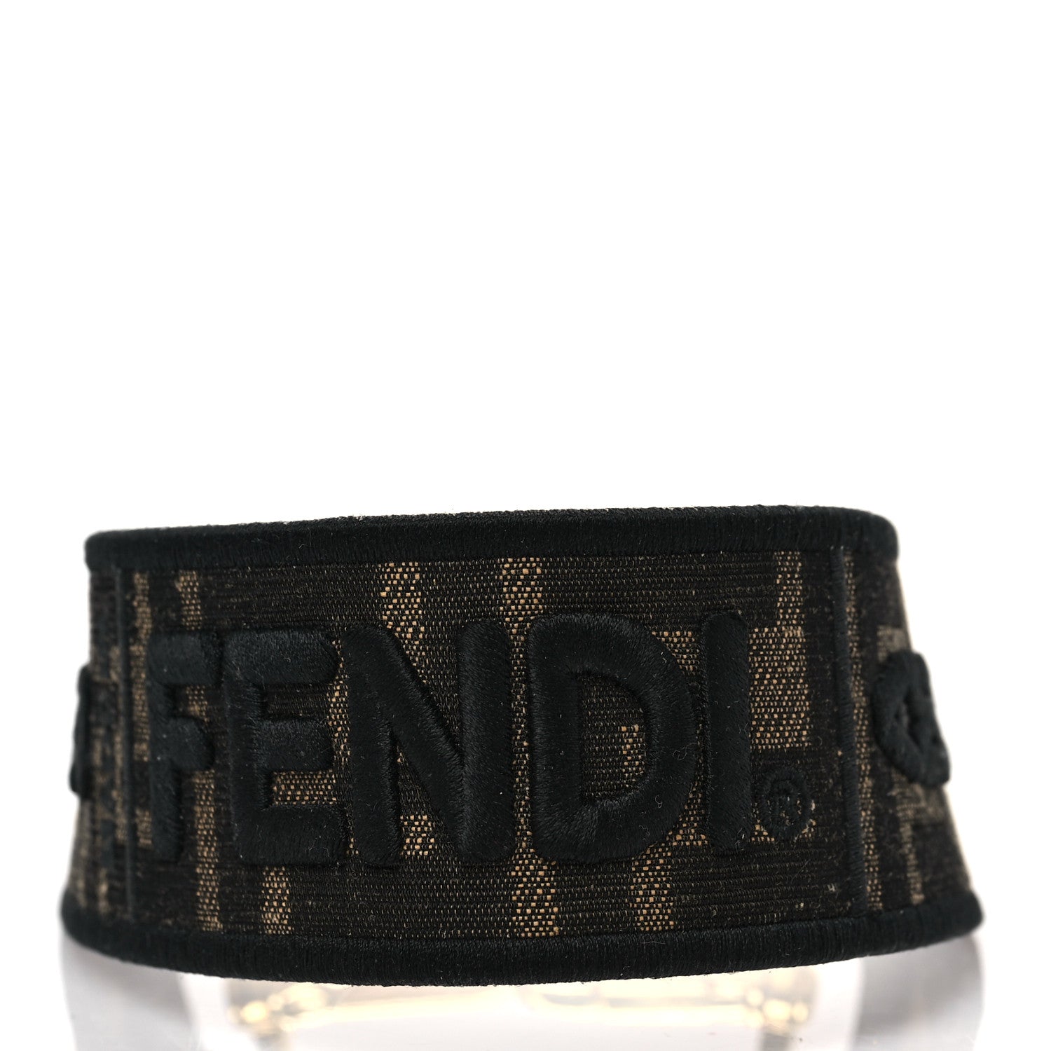 Fendi Fabric Jacquard FF 1974 Logo Threaded Edge Mini Strap You Tobacco Moro Black 2 of 3