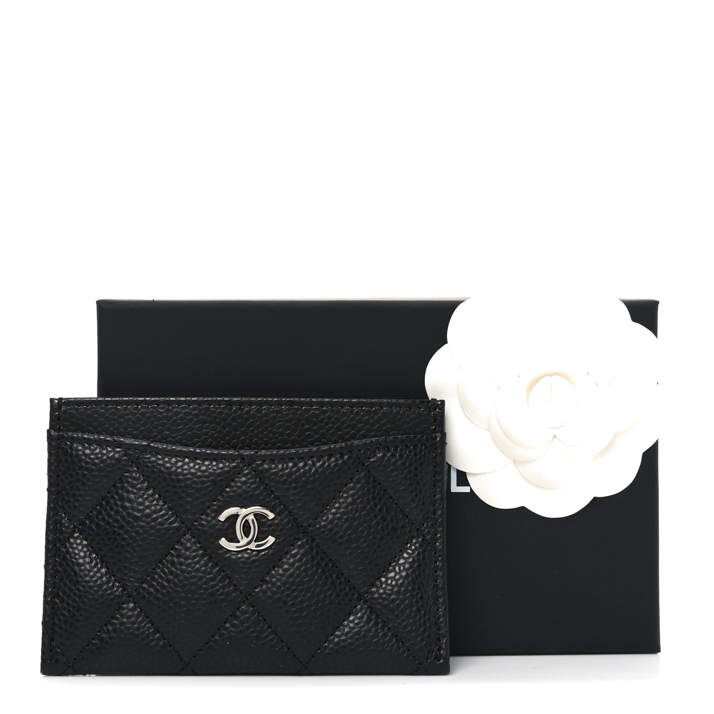 Caviar Quilted Card Holder Black