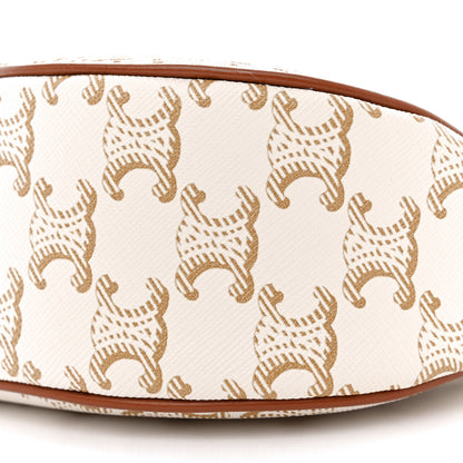 Celine Canvas Calfskin Ava Triomphe Shoulder Bag White 10 of 12