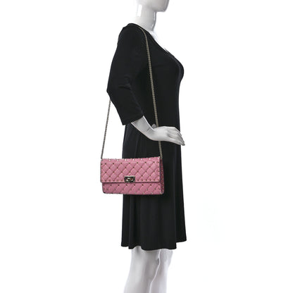 Valentino Garavani Nappa Rockstud Spike Wallet on Chain Candy Rose 2 of 9