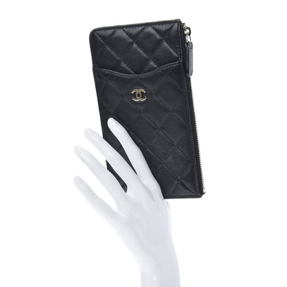 Chanel Lambskin Quilted Classic Flat Wallet Pouch Black 2 of 13