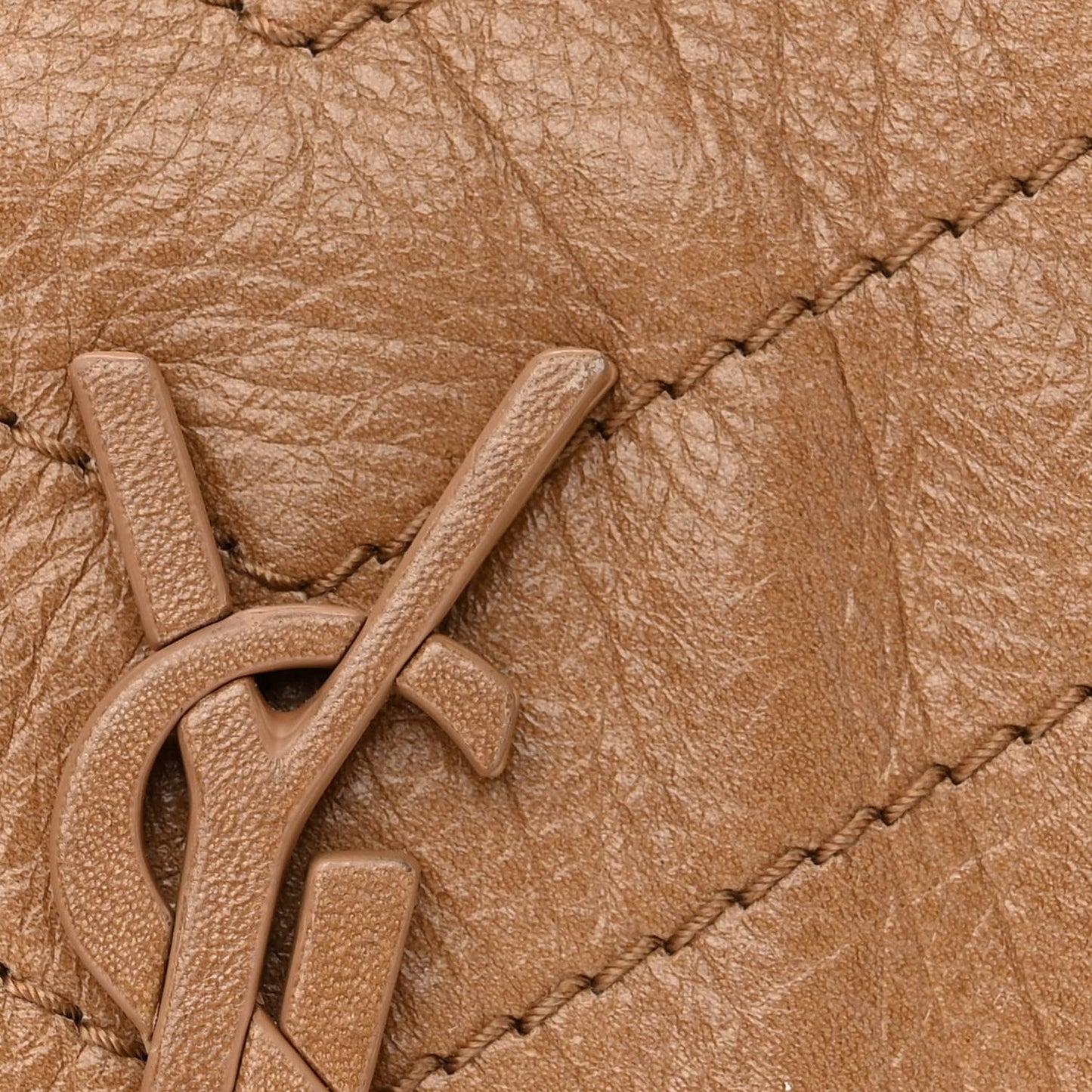 Crinkled Calfskin Matelasse Monogram Medium Niki Chain Satchel Natural Tan