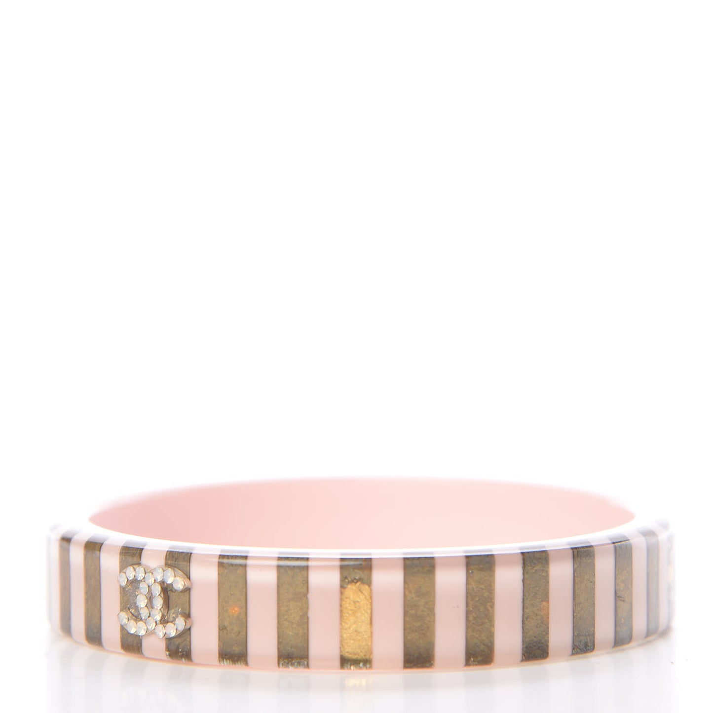 Resin Crystal Striped CC Cuff Bangle Rose Gold