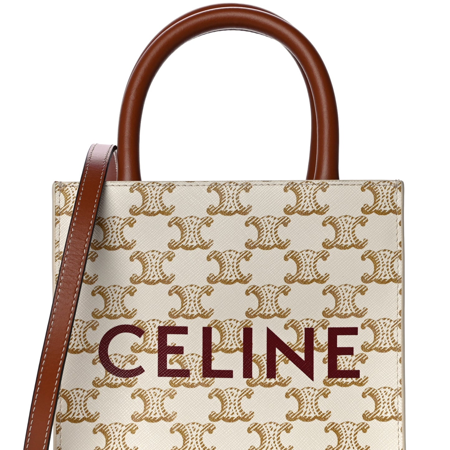 Triomphe Canvas Calfskin Mini Vertical Cabas White