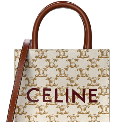Celine Triomphe Canvas Calfskin Mini Vertical Cabas White 7 of 9