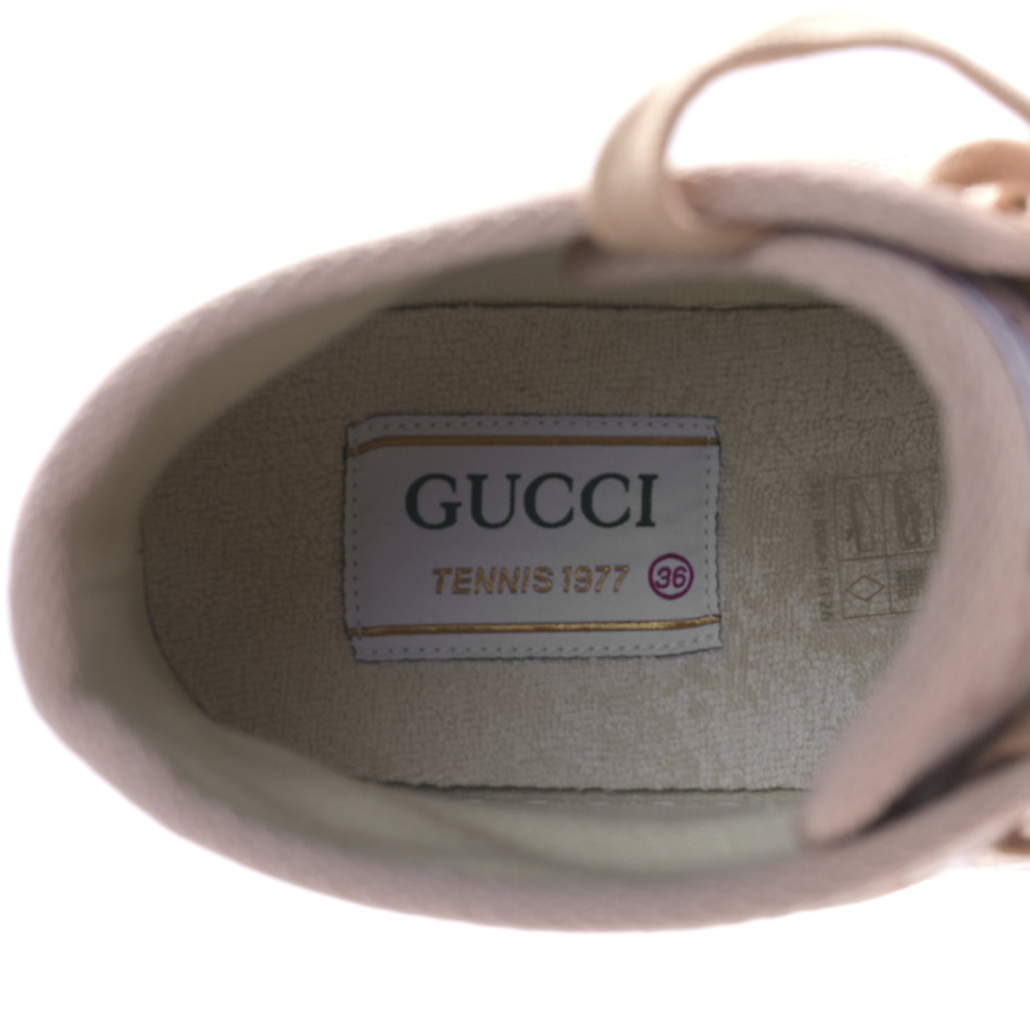 New Canvas GG Monogram Womens Tennis 1977 High Top 55mm Platform Sneakers 36 Skin Rose Dark Skin Rose