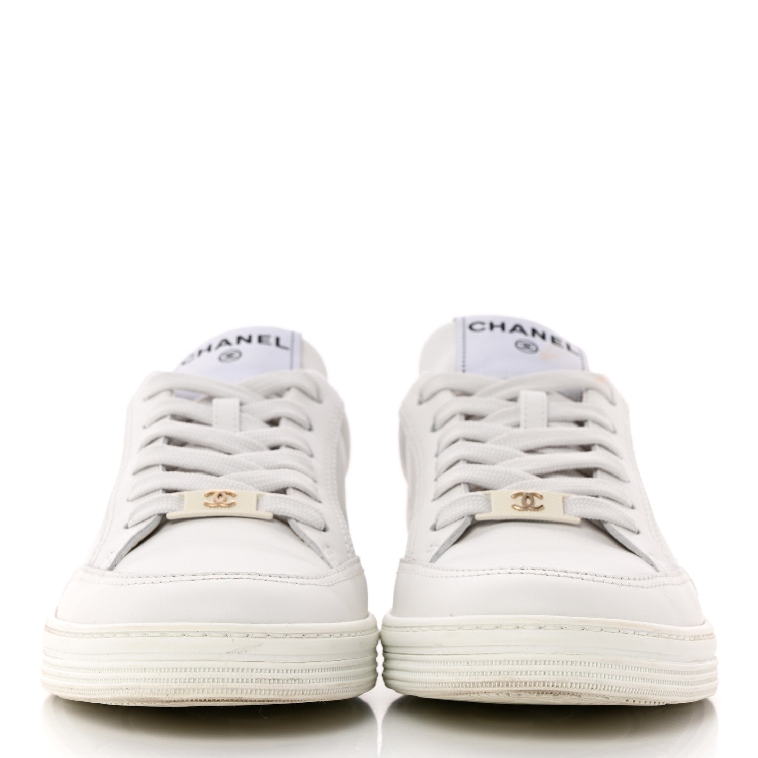Chanel Calfskin Womens CC Logo Sneakers 37 White 2 of 16